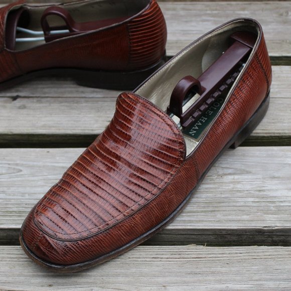Vintage Cole Haan Brown Lizard Skin Loafers, Women's 9 B, Made in Italy, EUC - Picture 2 of 12